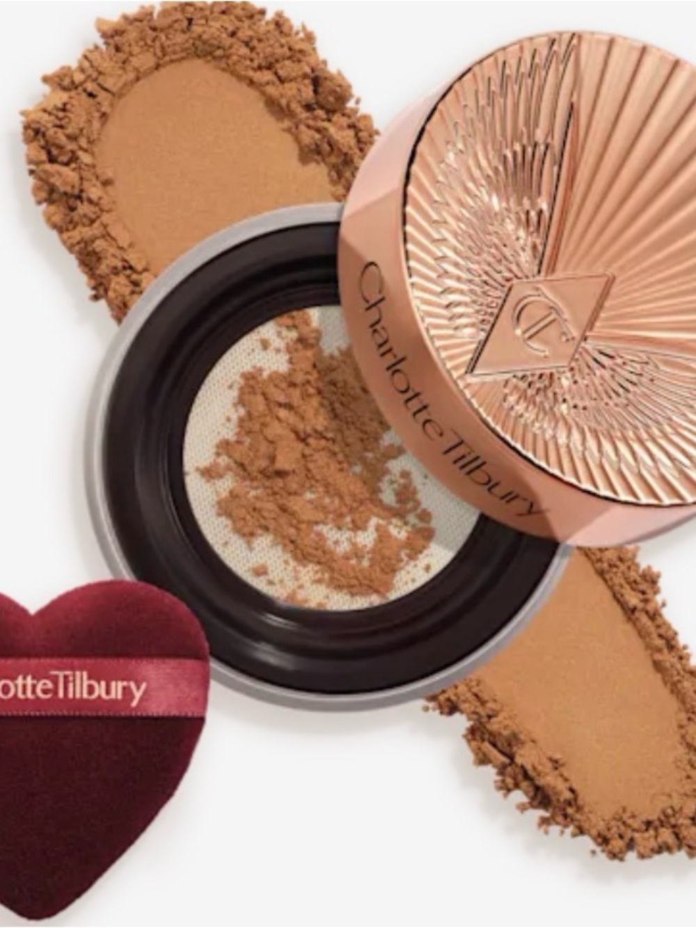 Charlotte Tilbury Radiant Rose-Gold Compact with Tan Setting Powder